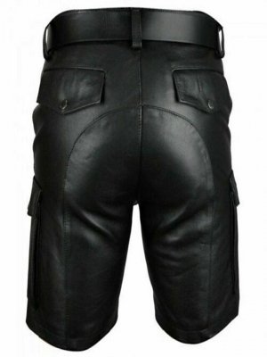 Men's Casual Shorts Faux Leather Shorts Pocket Solid Color Short Party Daily Club Fashion Classic Black