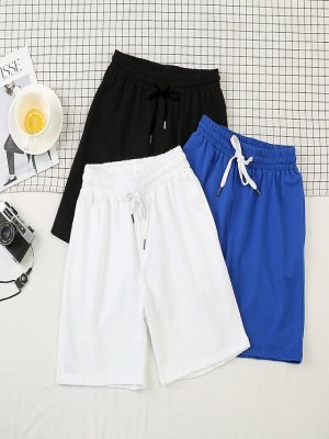 Men's Active Shorts Casual Shorts Pocket Drawstring Elastic Drawstring Design Solid Color Comfort Breathable Short Sports Outdoor Casual Daily Fashion Streetwear Black White Micro-elastic