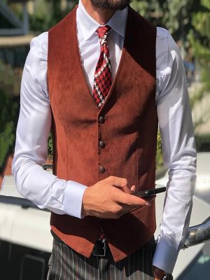 Men's Vest Waistcoat Daily Wear Vacation Going out Fashion Basic Spring &  Fall Button Polyester Comfortable Plain Single Breasted V Neck Regular Fit Black Coffee Vest