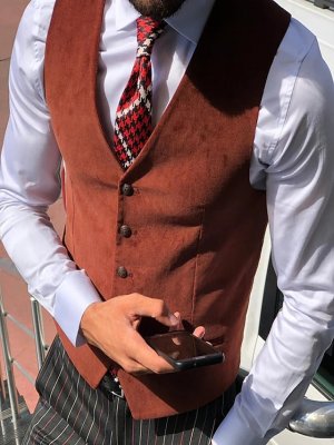 Men's Vest Waistcoat Daily Wear Vacation Going out Fashion Basic Spring &  Fall Button Polyester Comfortable Plain Single Breasted V Neck Regular Fit Black Coffee Vest