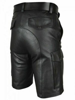 Men's Casual Shorts Faux Leather Shorts Pocket Solid Color Short Party Daily Club Fashion Classic Black