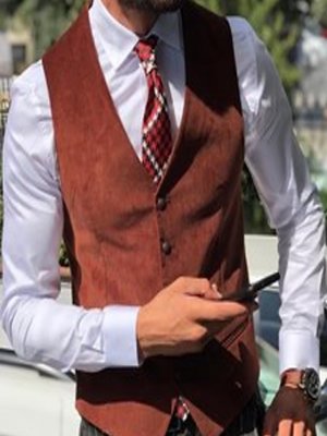 Men's Vest Waistcoat Daily Wear Vacation Going out Fashion Basic Spring &  Fall Button Polyester Comfortable Plain Single Breasted V Neck Regular Fit Black Coffee Vest